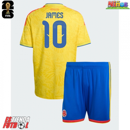 Colombia James Rodriguez #10 Primera Equipación Niños Mundial 2026 Manga Corta (+ Pantalones cortos)